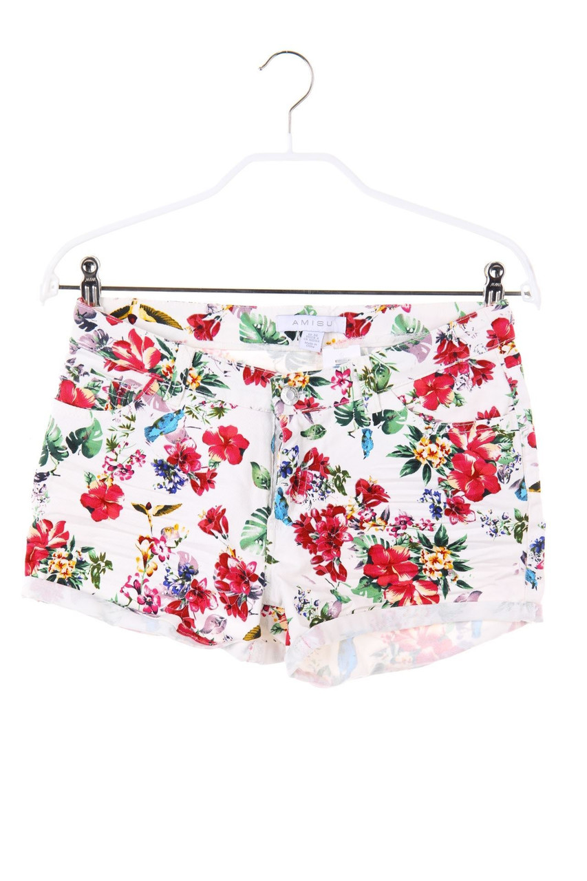 AMISU - Hotpants mit Blumen-Print - D 34