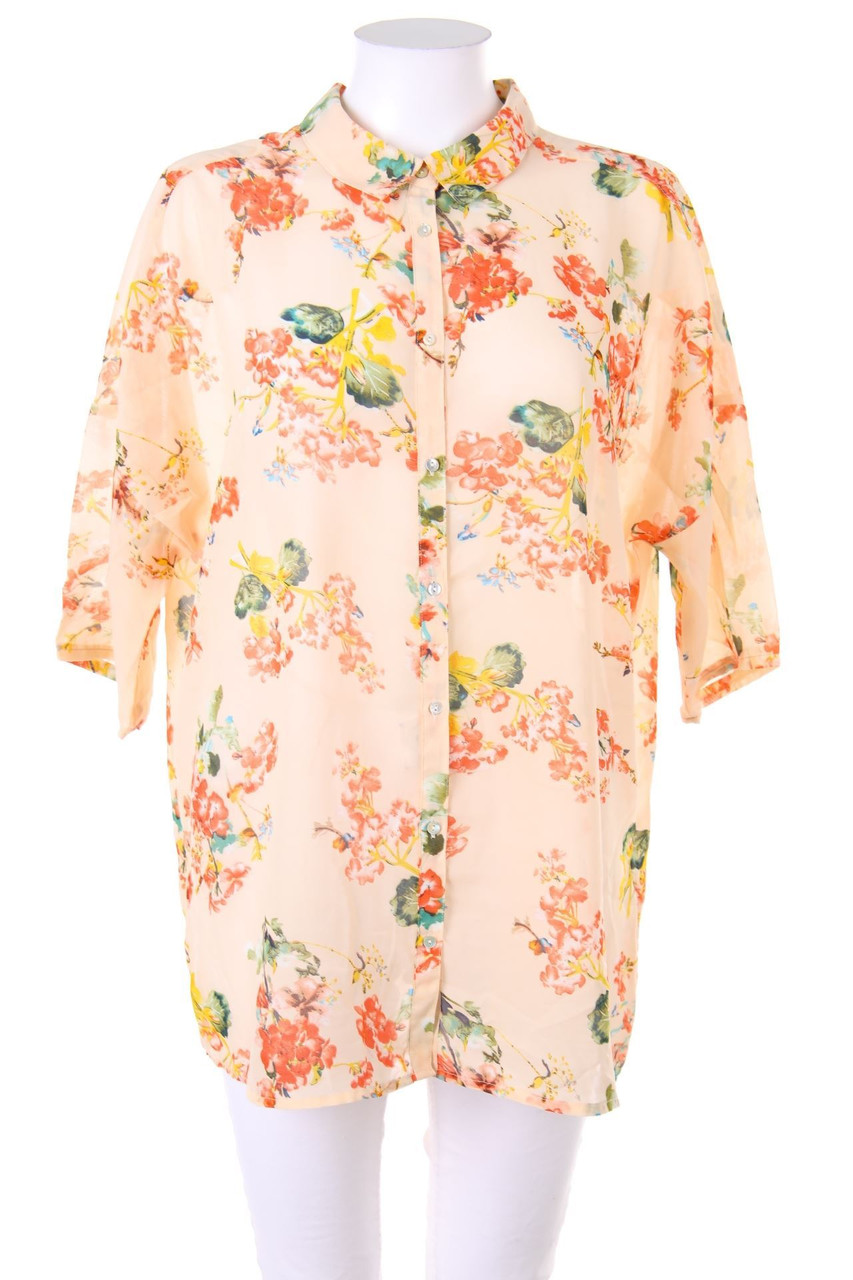 soyaconcept - Hemd-Bluse mit kurzem Ärmel mit Blumen-Print - XL