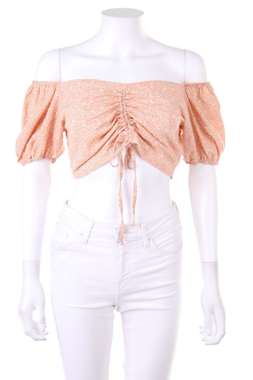 SHEIN - Cropped-Carmen-Bluse mit Blumen-Print - M