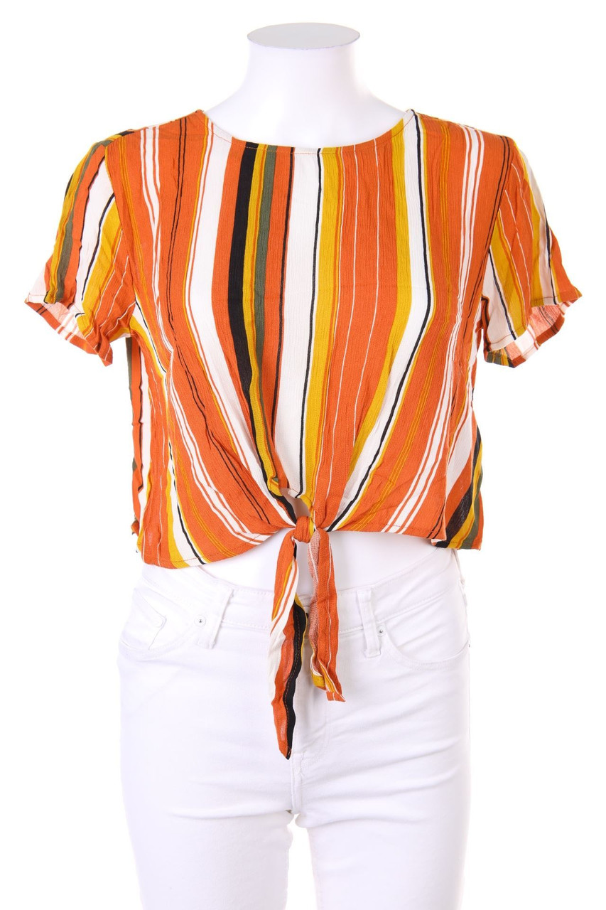 FOREVER 21 - Cropped-Kurzarm-Bluse zum Knoten - S