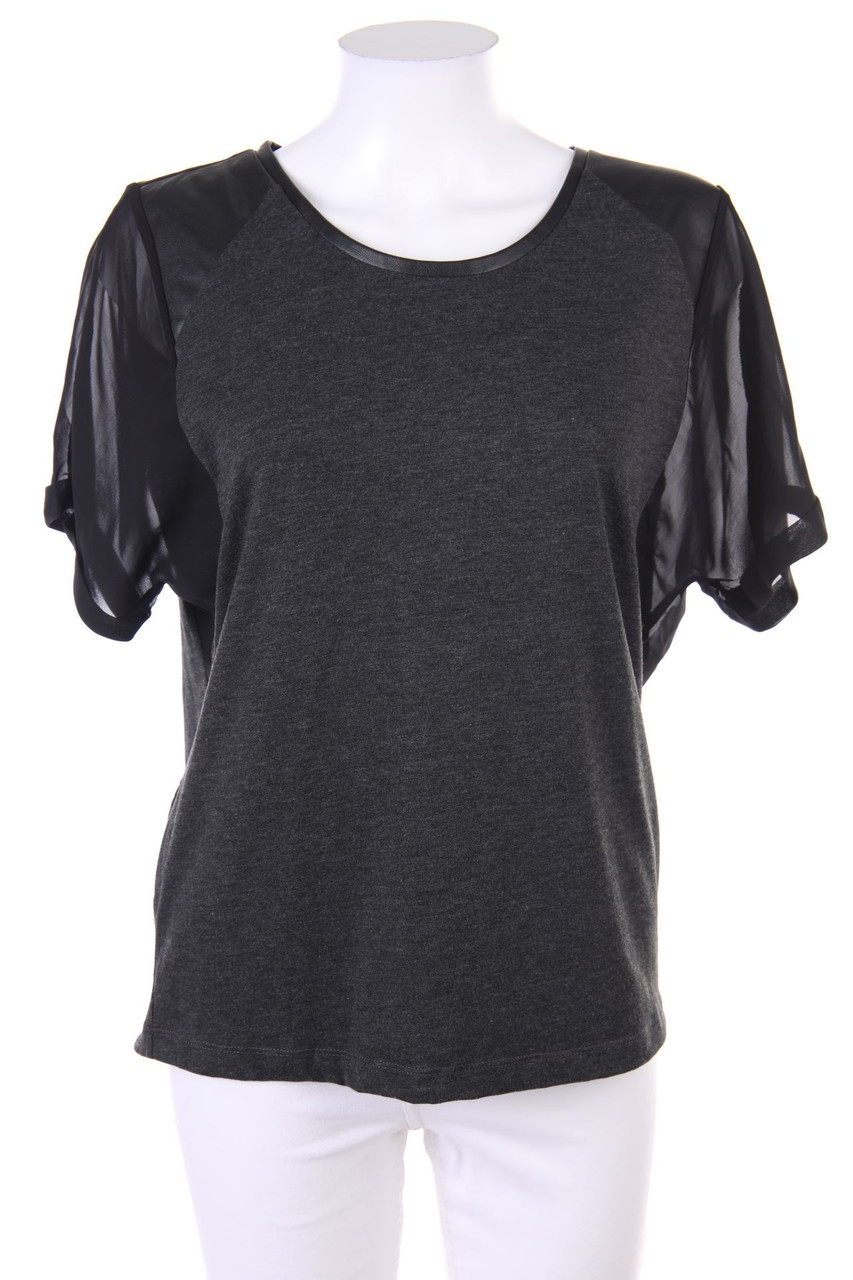 VERO MODA - Batwing-Shirt mit Kunstleder-Details - S