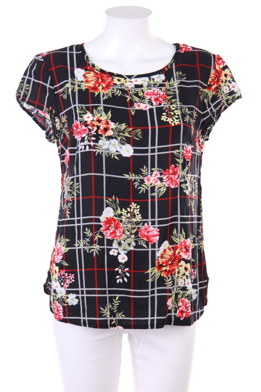 Ohne Label - Kurzarm-Shirt mit Blumen-Print - D 42