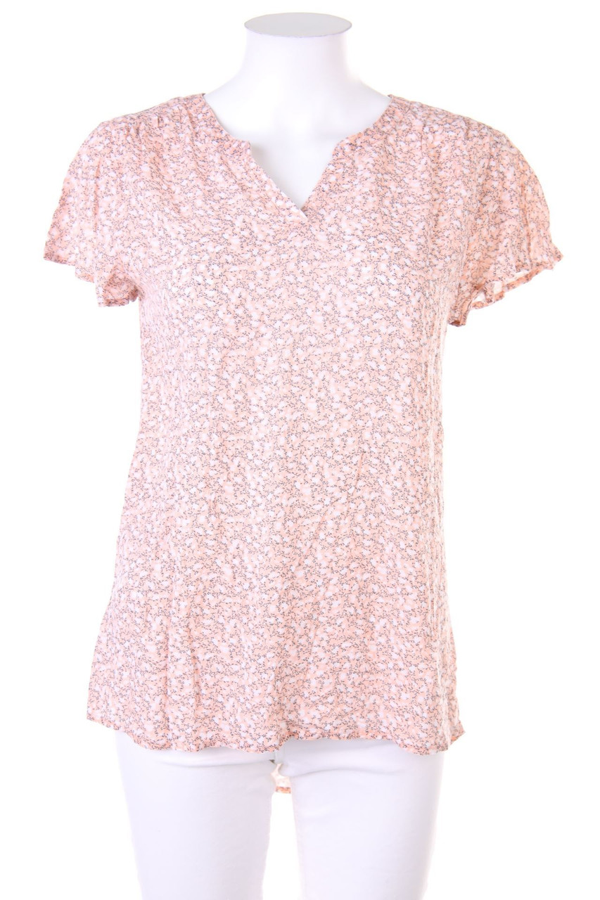 Ohne Label - Kurzarm-Bluse mit Blumen-Print - D 36