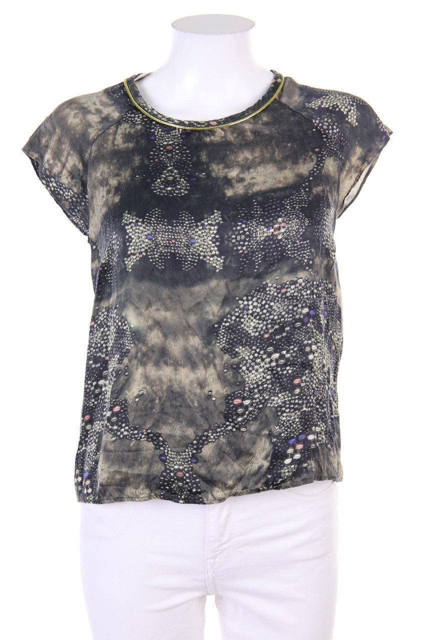 KOOKAI - Print-Kurzarm-Bluse mit Cut-out - D 36