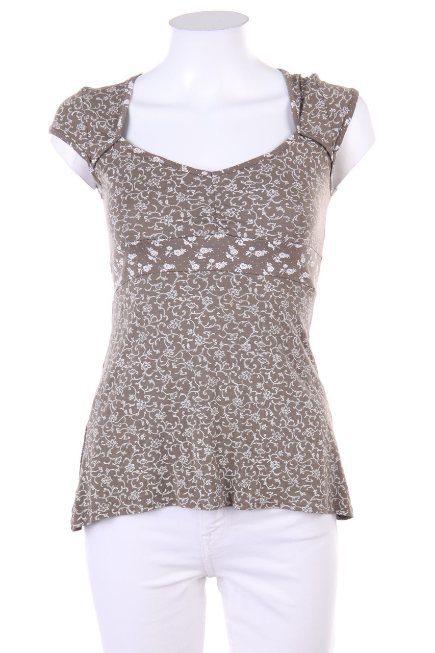 Y.Yendi - Y2K-Kurzarm-Bluse mit floralem Muster - D 32