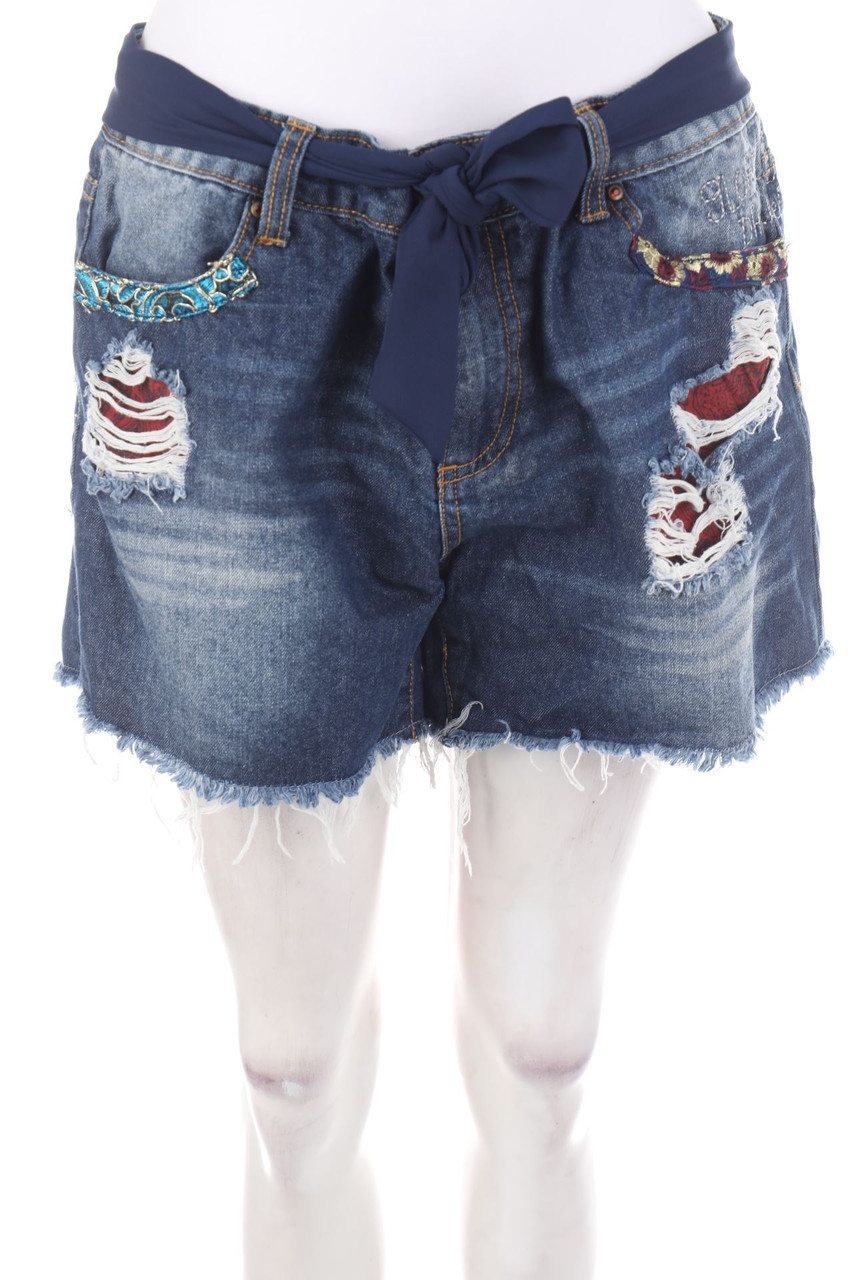 Desigual - Destroyed Jeans-Shorts mit Stickereien - W32