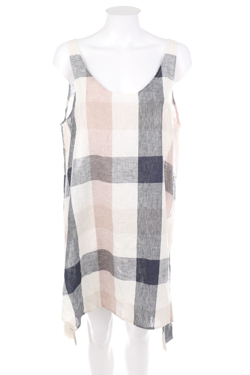 GERSHON BRAM - Kleid aus Leinen-Mix mit Karo-Muster - XL