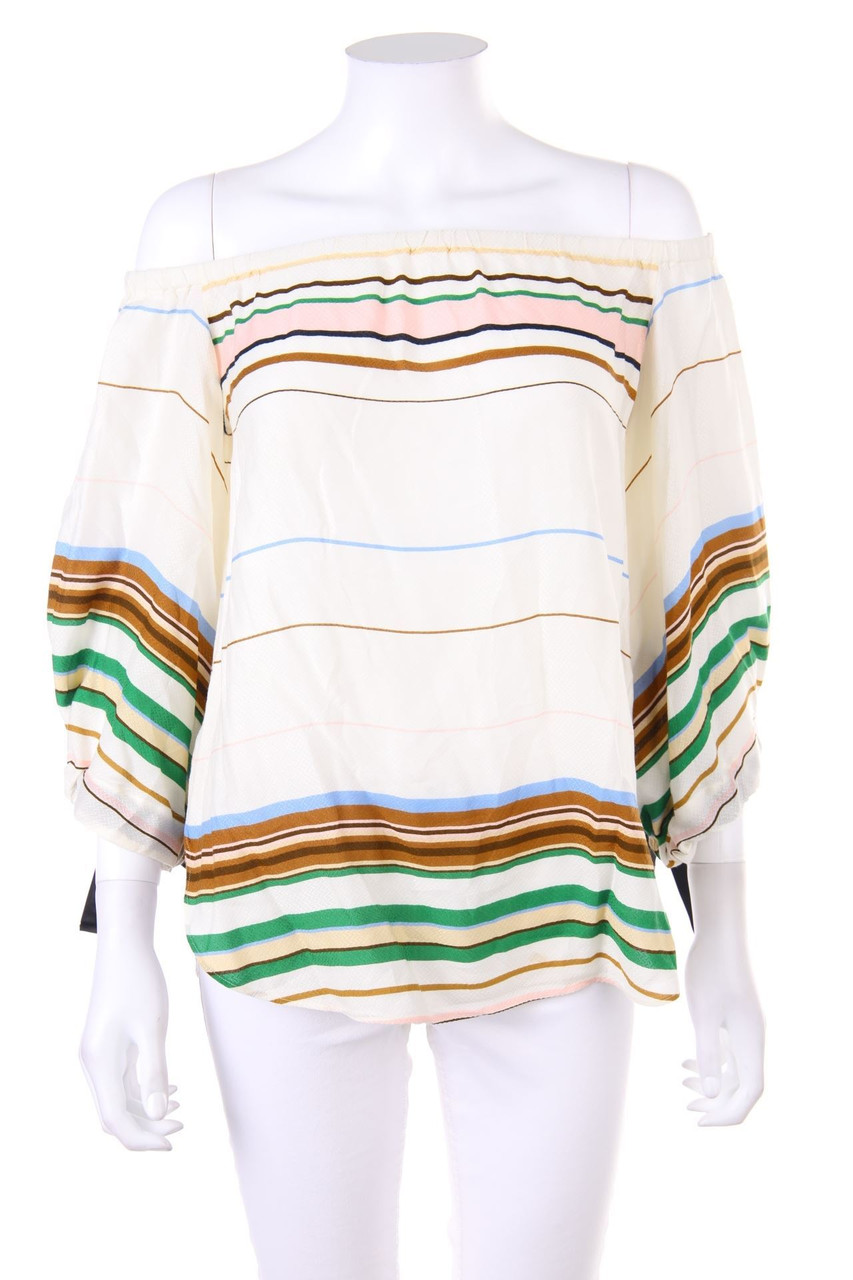 Massimo Dutti - Carmen-Shirt mit Streifen im Boho-Stil - D 38