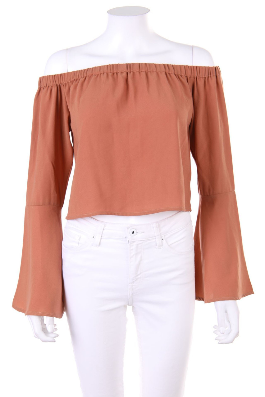 NA-KD - Carmen-Longsleeve-Shirt mit Trompetenärmeln - S