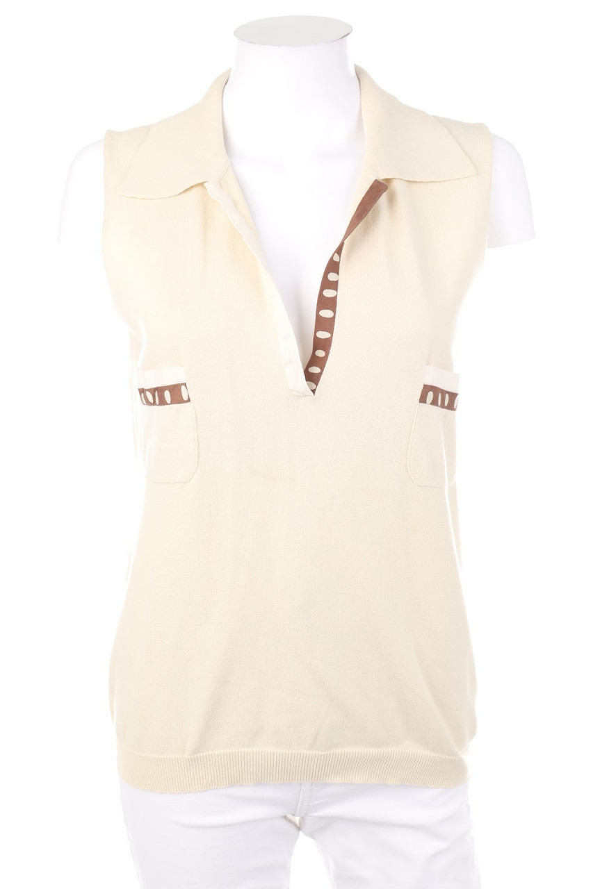 Max Mara - ärmelloses Polo-Shirt mit Seiden-Details - L