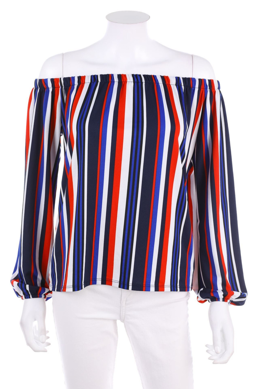 AMISU - Carmen-Bluse mit Streifen - S