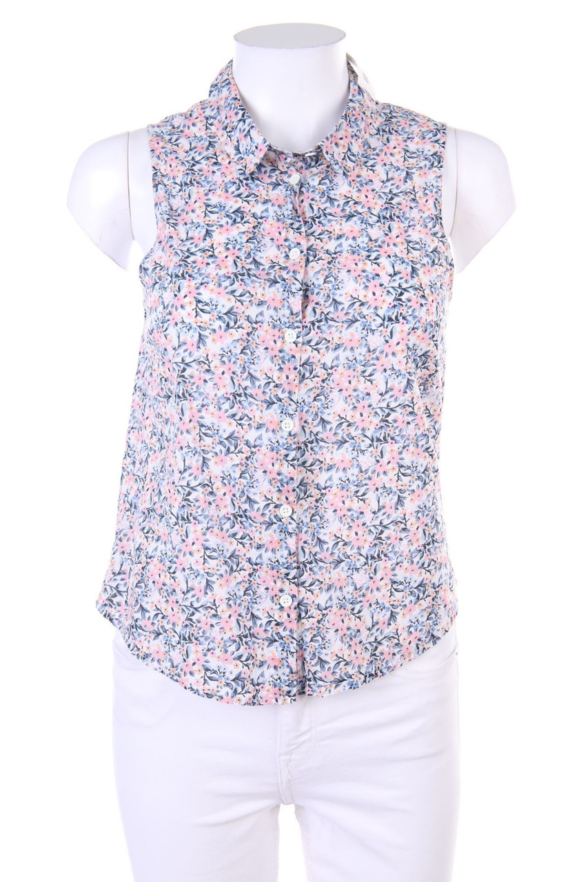 H&M DIVIDED - ärmellose Hemd-Bluse mit Blumen-Print - D 34