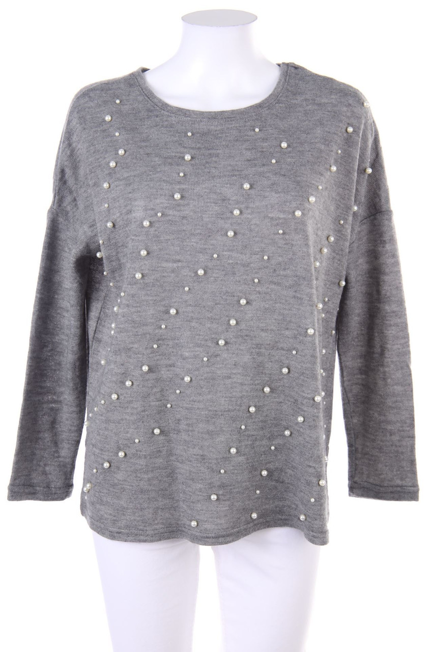 ZARA - Longsleeve-Shirt mit Perlen - S