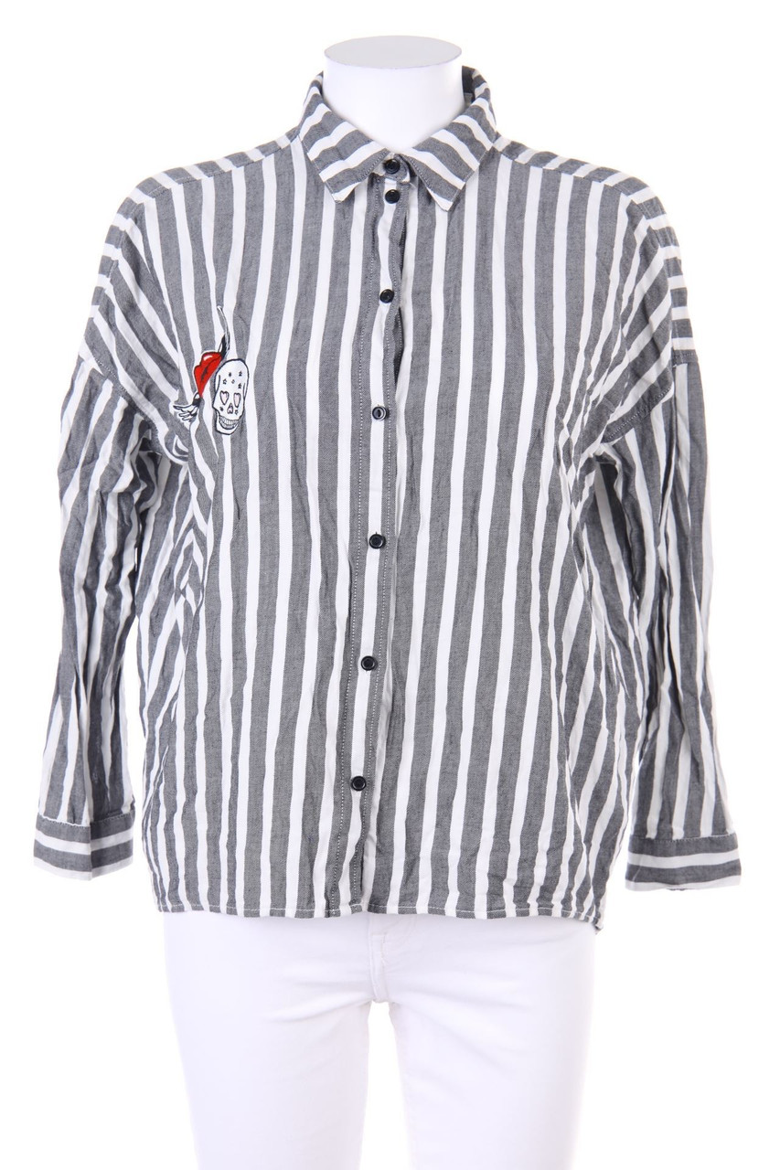 Ohne Label - Hemd-Bluse mit Stickereien - D 32