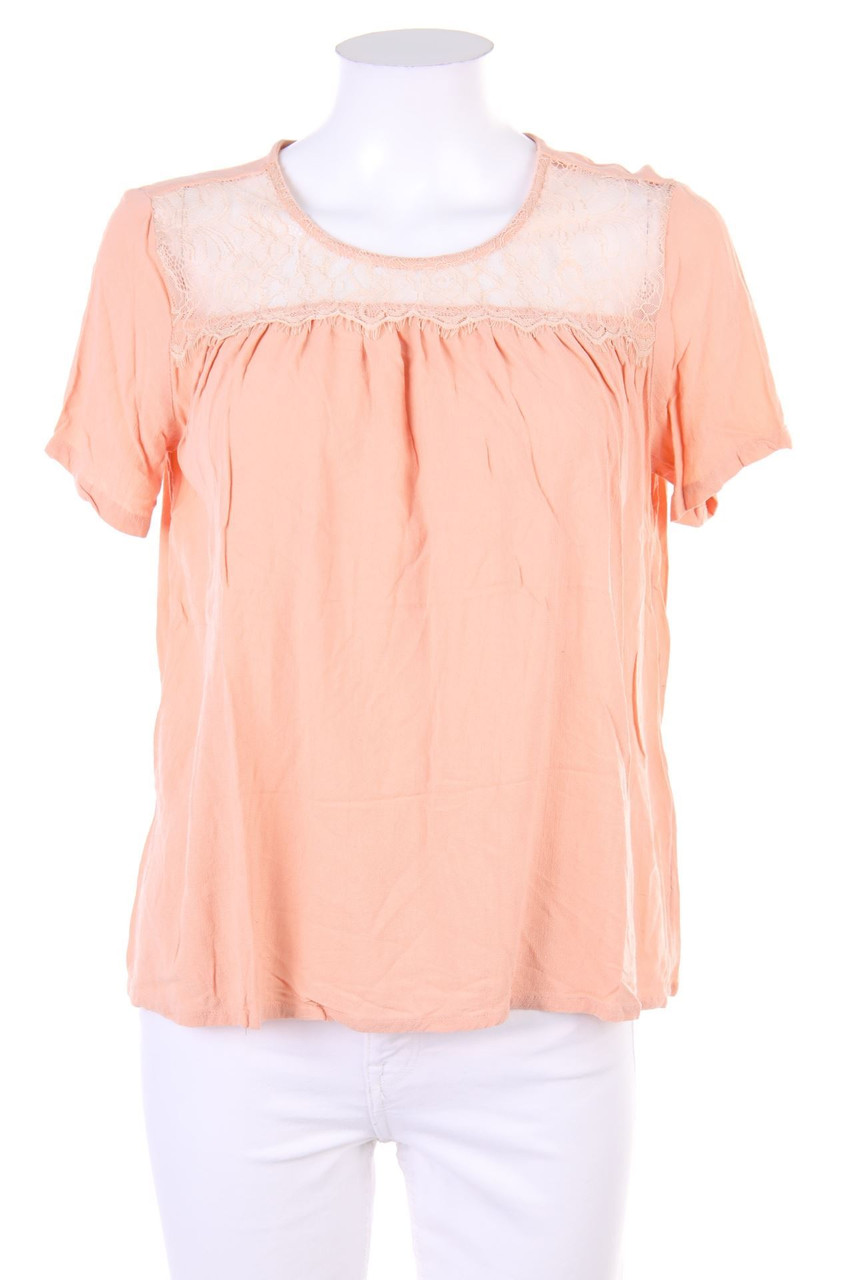 VERO MODA - Kurzarm-Bluse mit Spitze - S