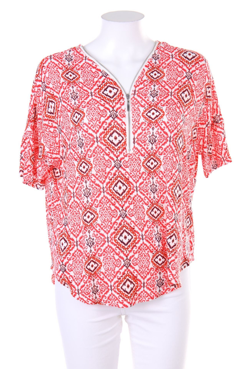 Janina - Muster-Shirt mit Reißverschluss - D 36