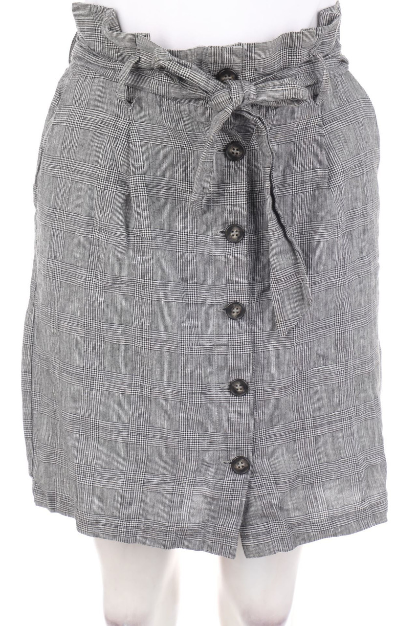 KOOKAI - Paperbag-Rock aus Leinen-Mix mit Karo-Muster - D 34