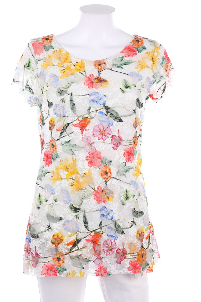 james lakeland - Kurzarm-Bluse aus Spitze mit Blumen-Print - D 40