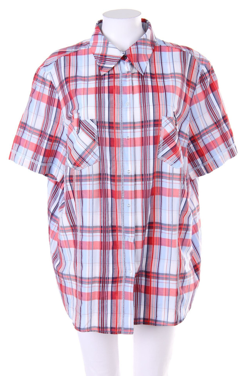 FRANK WALDER - Karo-Hemd-Bluse mit kurzem Ärmel - D 52