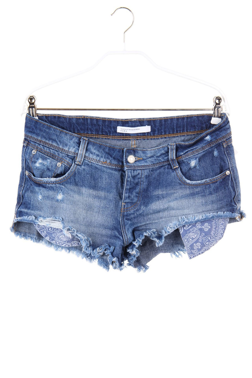 ZARA TRF - Distressed Jeans-Shorts mit Logo-Patch - D 34