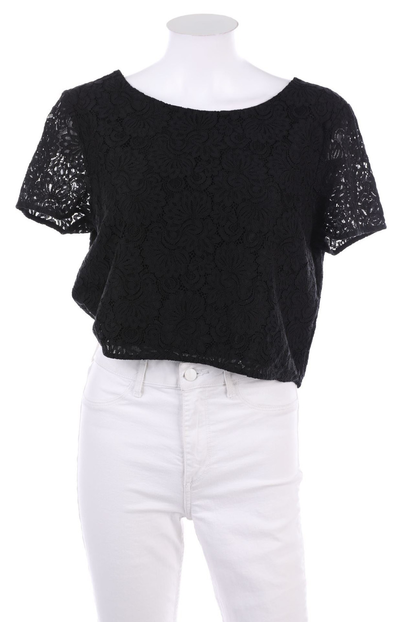 HALLHUBER - Cropped-Kurzarm-Bluse aus Spitze - D 42