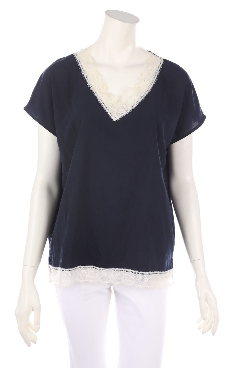 DEVERNOIS - Bluse mit Spitzen-Einsatz - D 42
