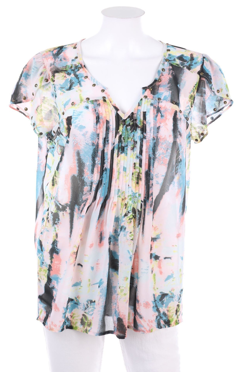 together - Print-Kurzarm-Bluse mit Biesen - D 42