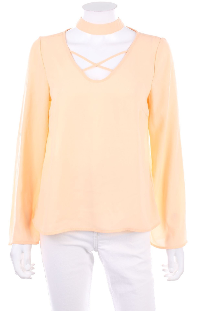 AMISU - Bluse aus Crêpe mit tiefem Ausschnitt - XS