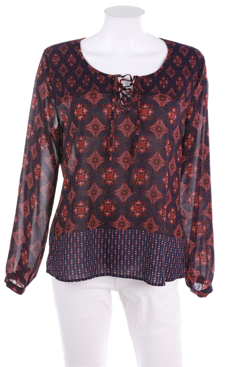 manguun - Print-Bluse mit Schnürung - D 40