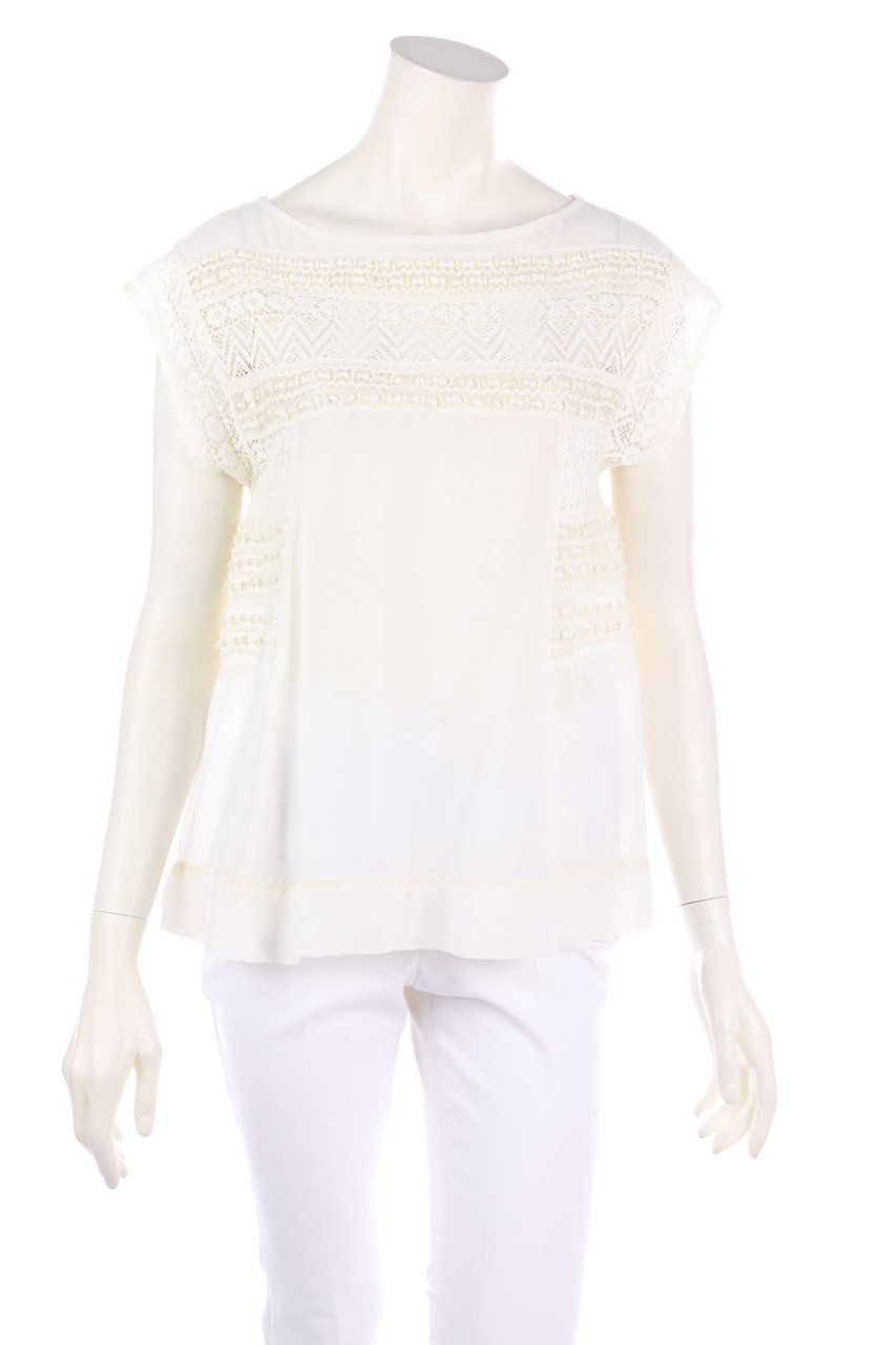 MAX&Co. - Boho-Kurzarm-Bluse mit Perlen - D 36
