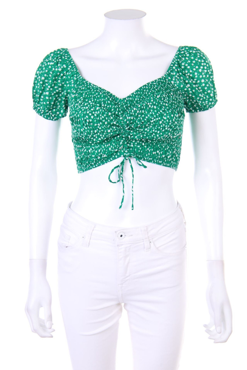 Ohne Label - Cropped-Bluse mit Blumen-Print - D 34