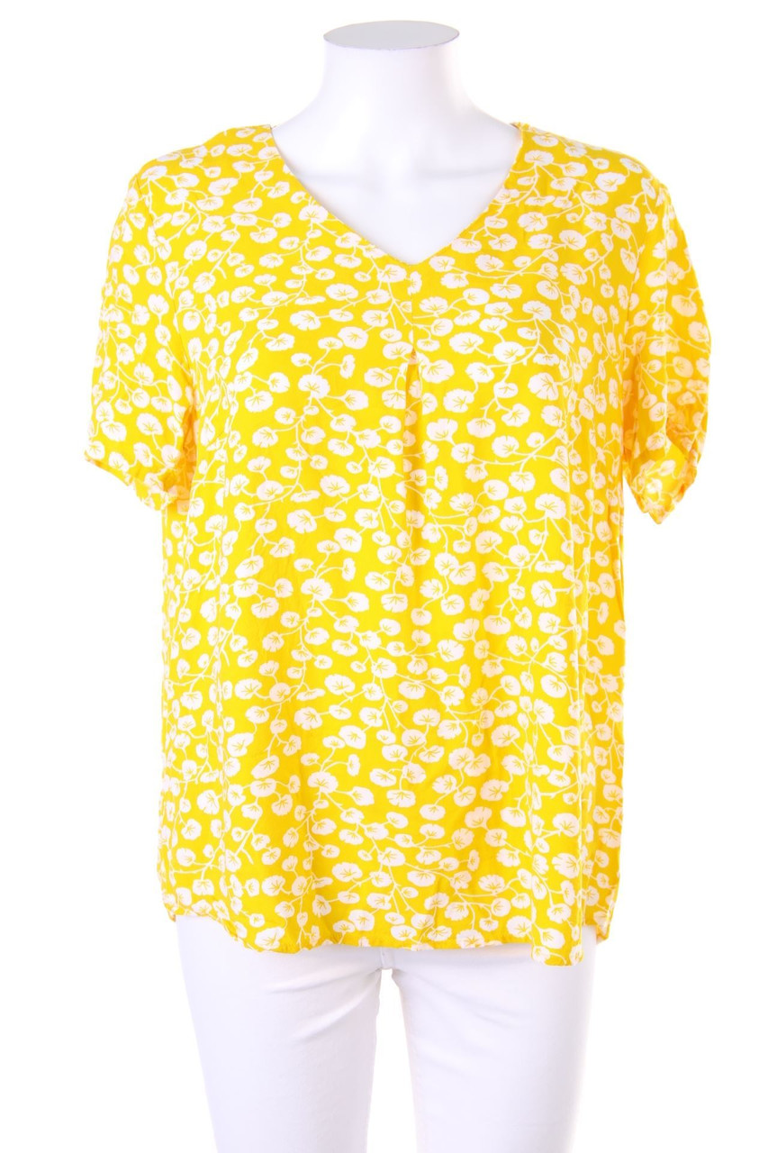 Ohne Label - Kurzarm-Bluse mit floralem Muster - D 42