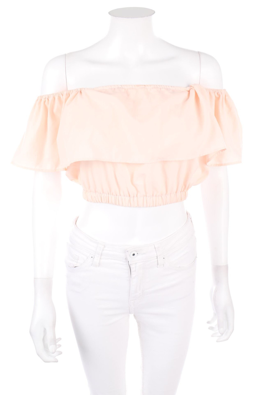 Ohne Label - Cropped-Carmen-Kurzarm-Bluse - S