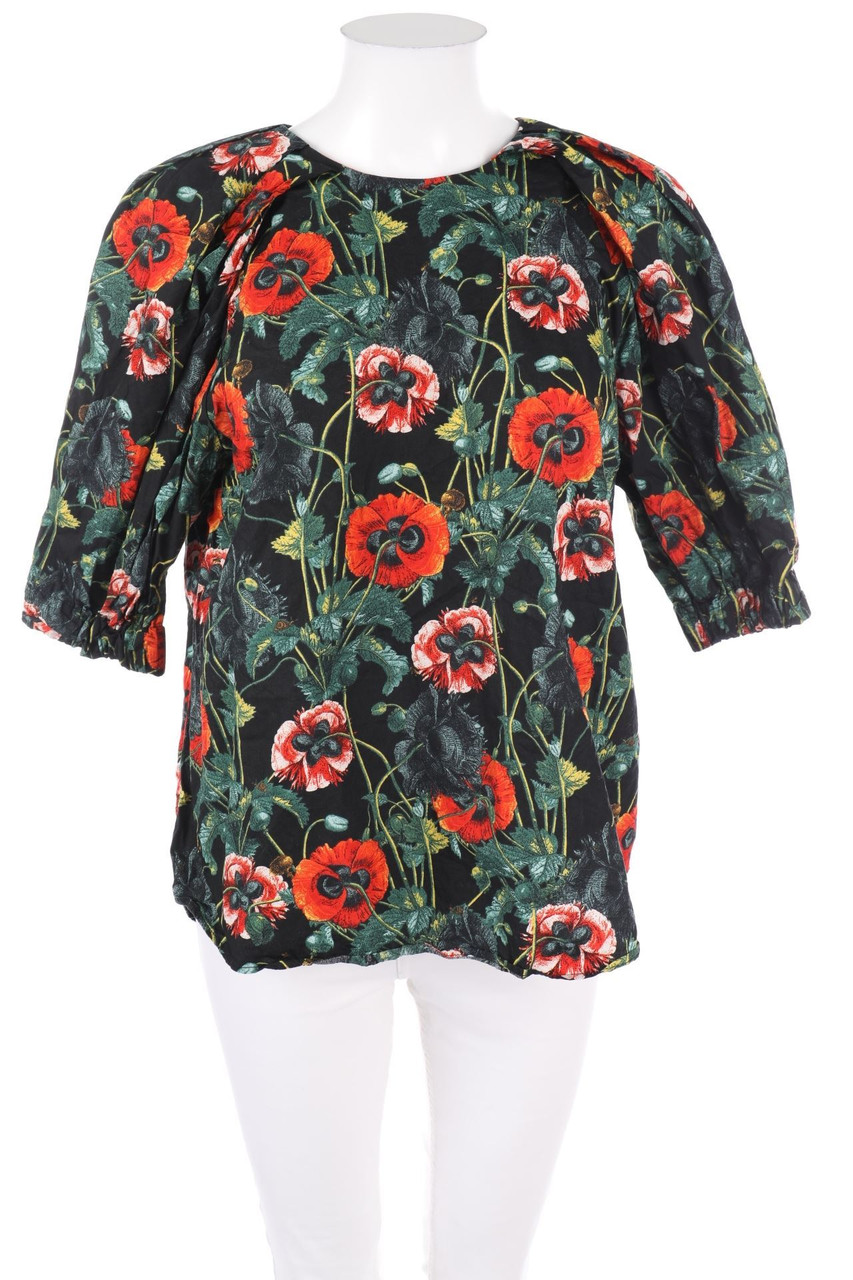 H&M - Bluse mit 3/4-Ärmel aus Baumwolle mit Blumen-Print - D 44