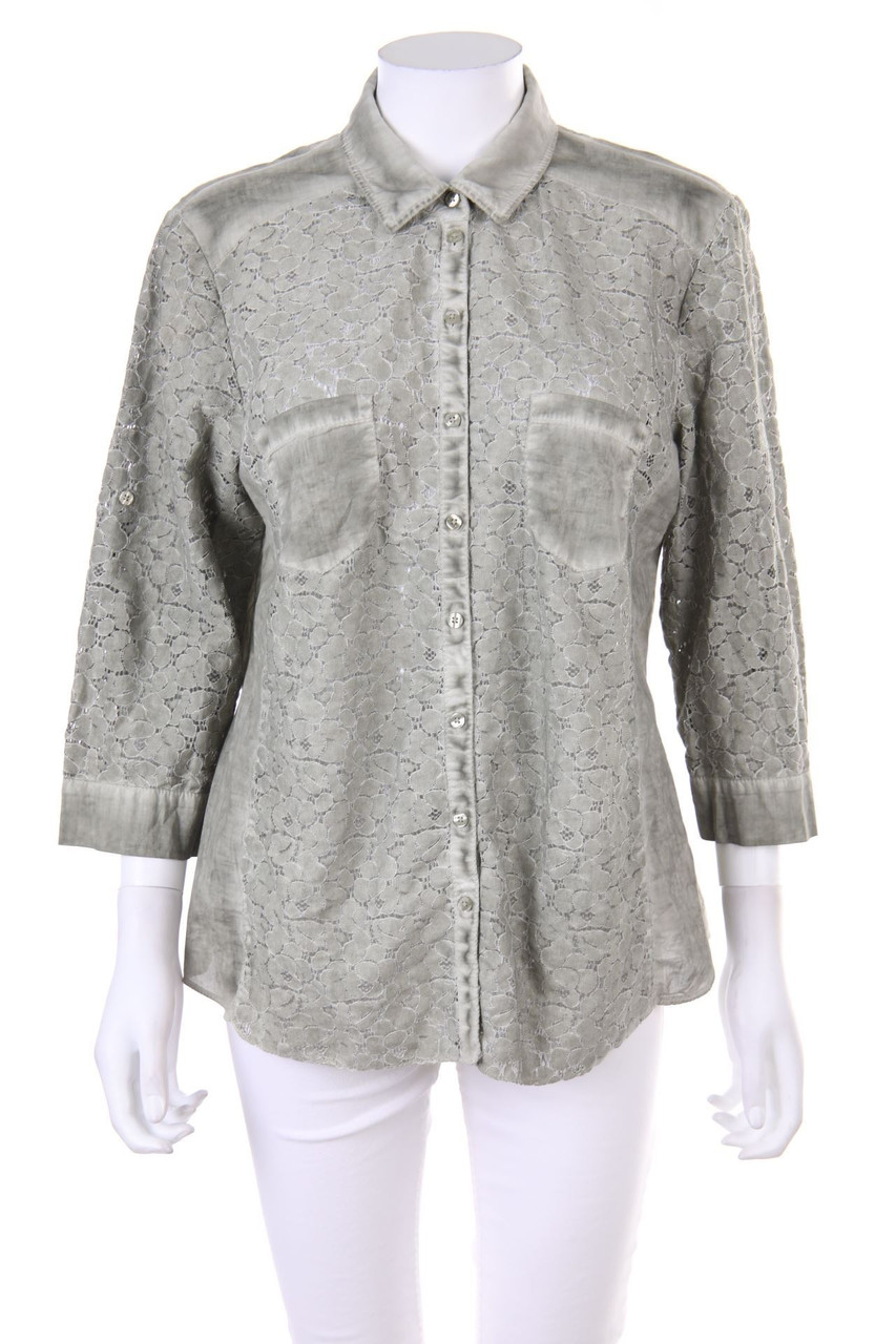 GERRY WEBER - Garment Dyed-Hemd-Bluse mit 3/4-Ärmel - D 40