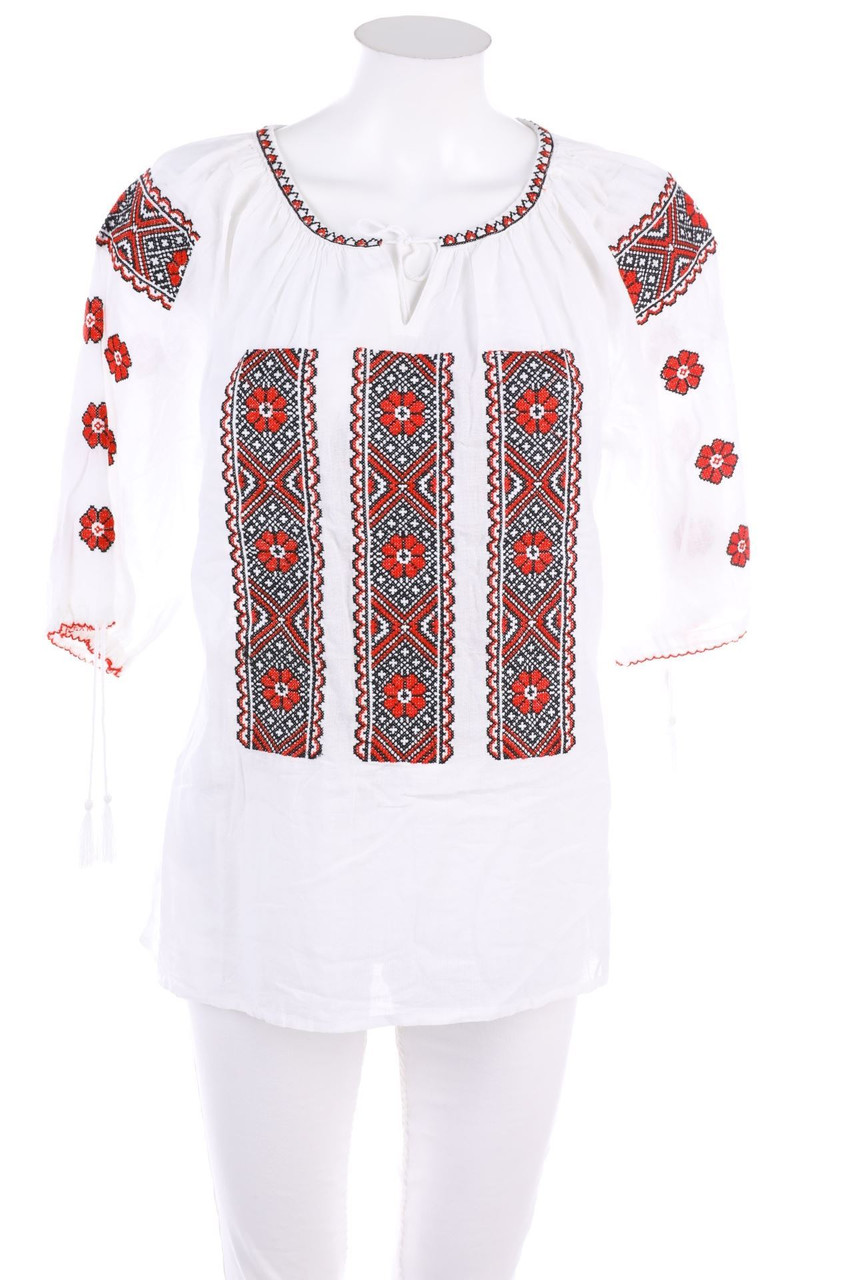 Mari-ie - Bluse mit Stickereien im Ethno-Stil - XL