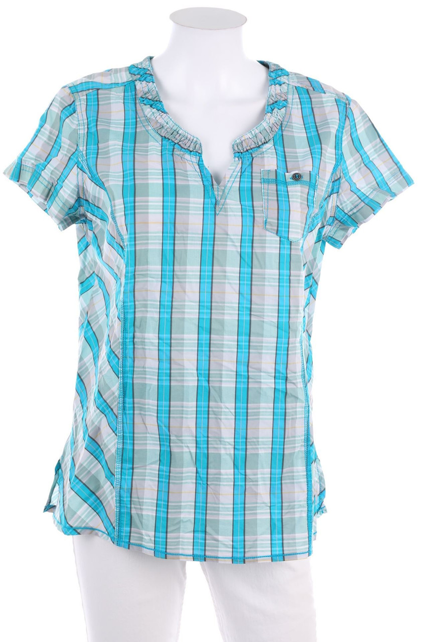 CECIL - Kurzarm-Bluse mit Karo-Muster - M