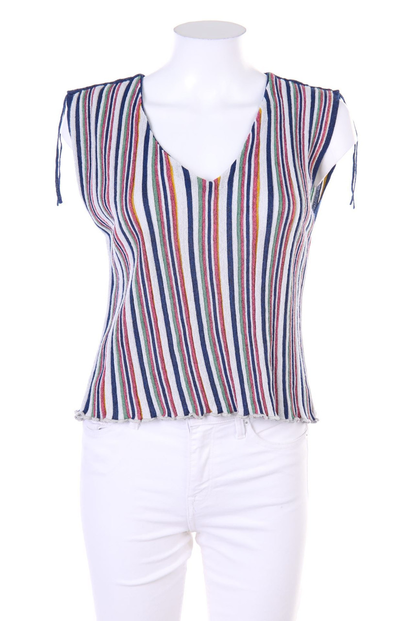 MANGO SUIT - Streifen-Pullunder aus Jersey mit Glitzer - M