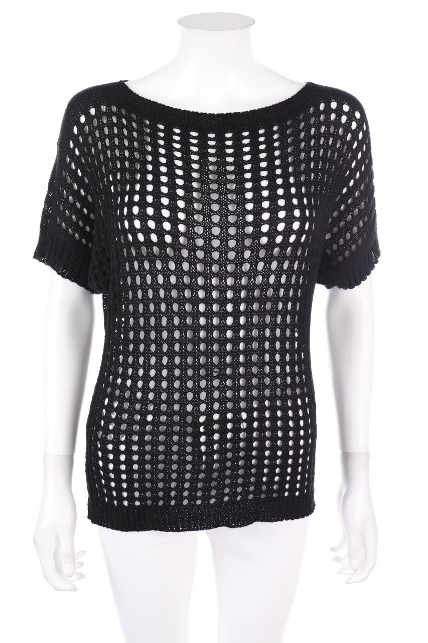 TODAY - Kurzarm-Strick-Pullover aus Lochstrick - XS