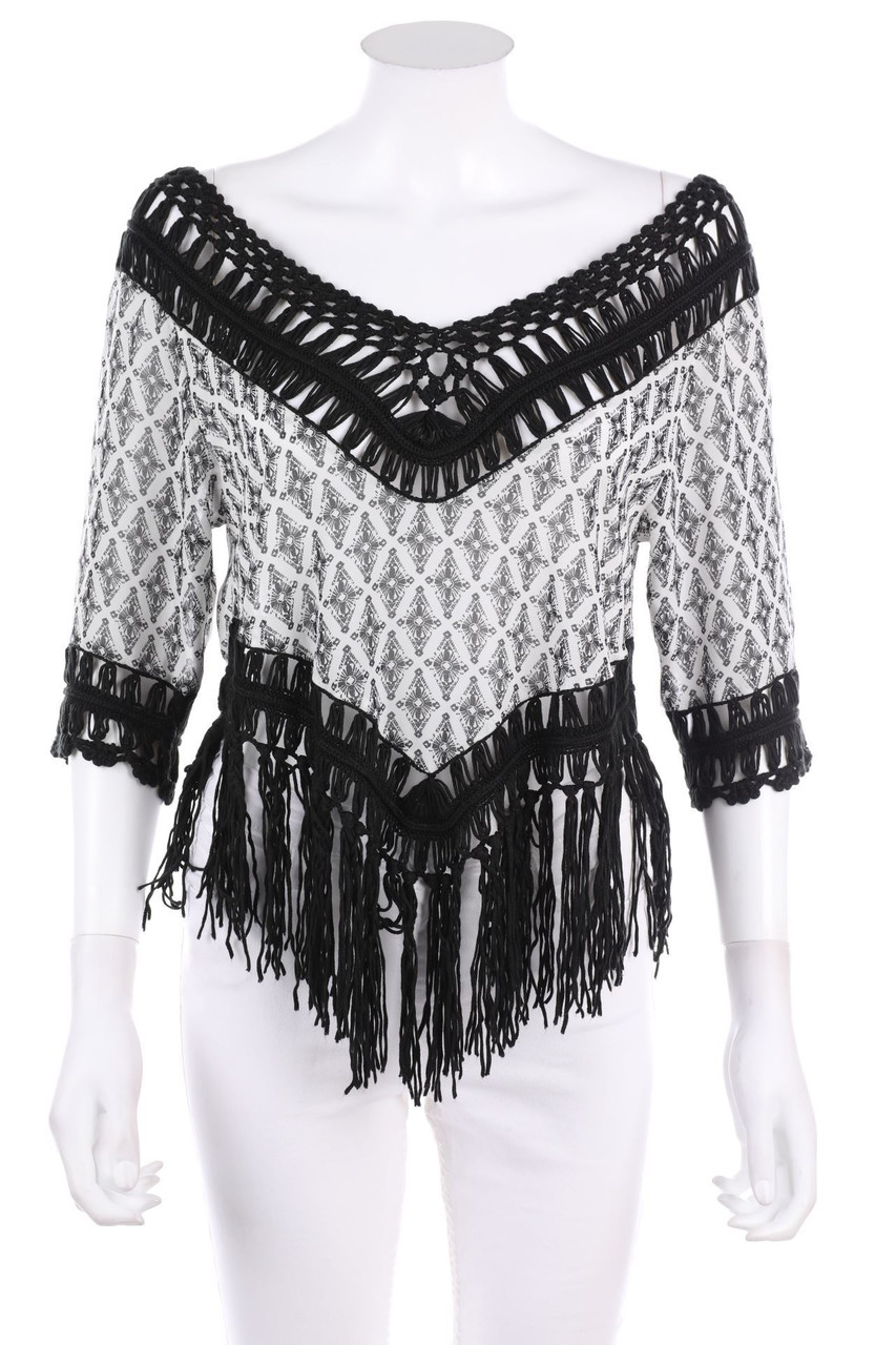 TALLY WEiJL - Boho-Bluse mit 3/4-Ärmel mit Fransen - S