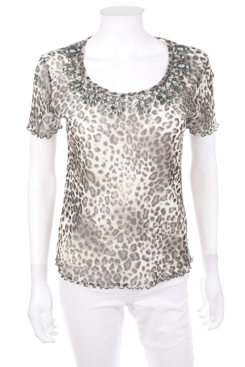 JETTE - Kurzarm-Bluse mit Animal-Print - D 40