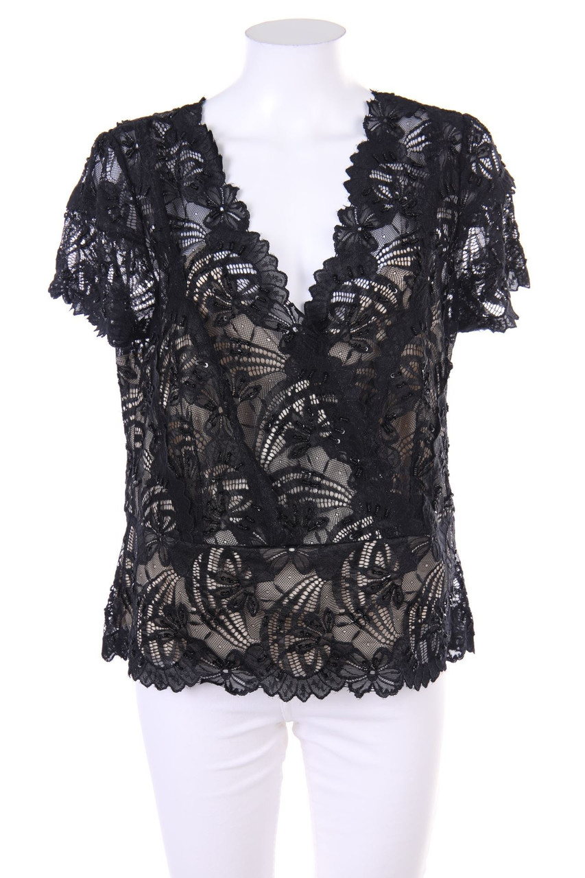 GINA BACCONI - Kurzarm-Bluse aus Spitze - D 42