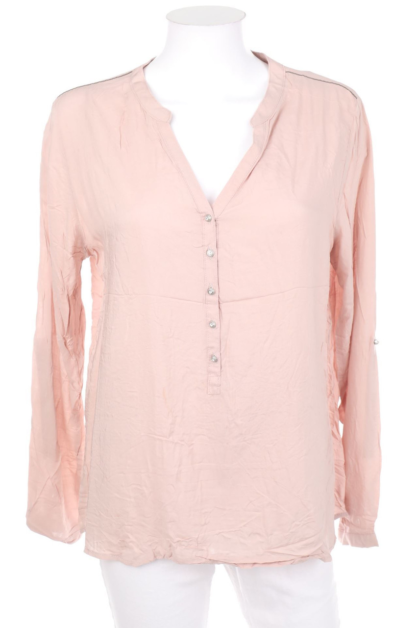 Ohne Label - Bluse mit Krempel-Ärmeln - L