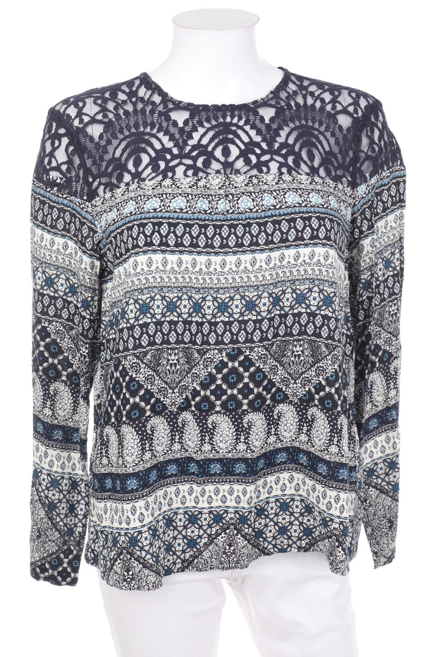 ESPRIT de corp - Print-Bluse mit Spitze - M