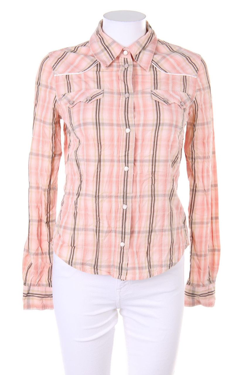 TOM TAILOR - Karo-Hemd-Bluse mit Schmuck-Knöpfen - D 36