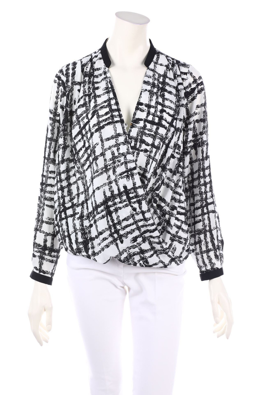 MALVIN - Bluse in Wickel-Optik mit Karo-Muster - D 38