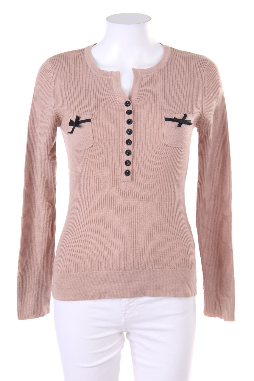 CAROLL - Strick-Pullover aus Woll-Mix mit Schleife - D 36