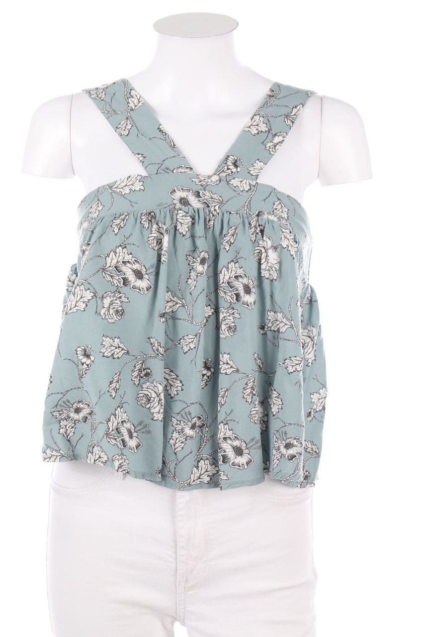 REVIEW - Cropped-Blusentop mit floralem Muster - S