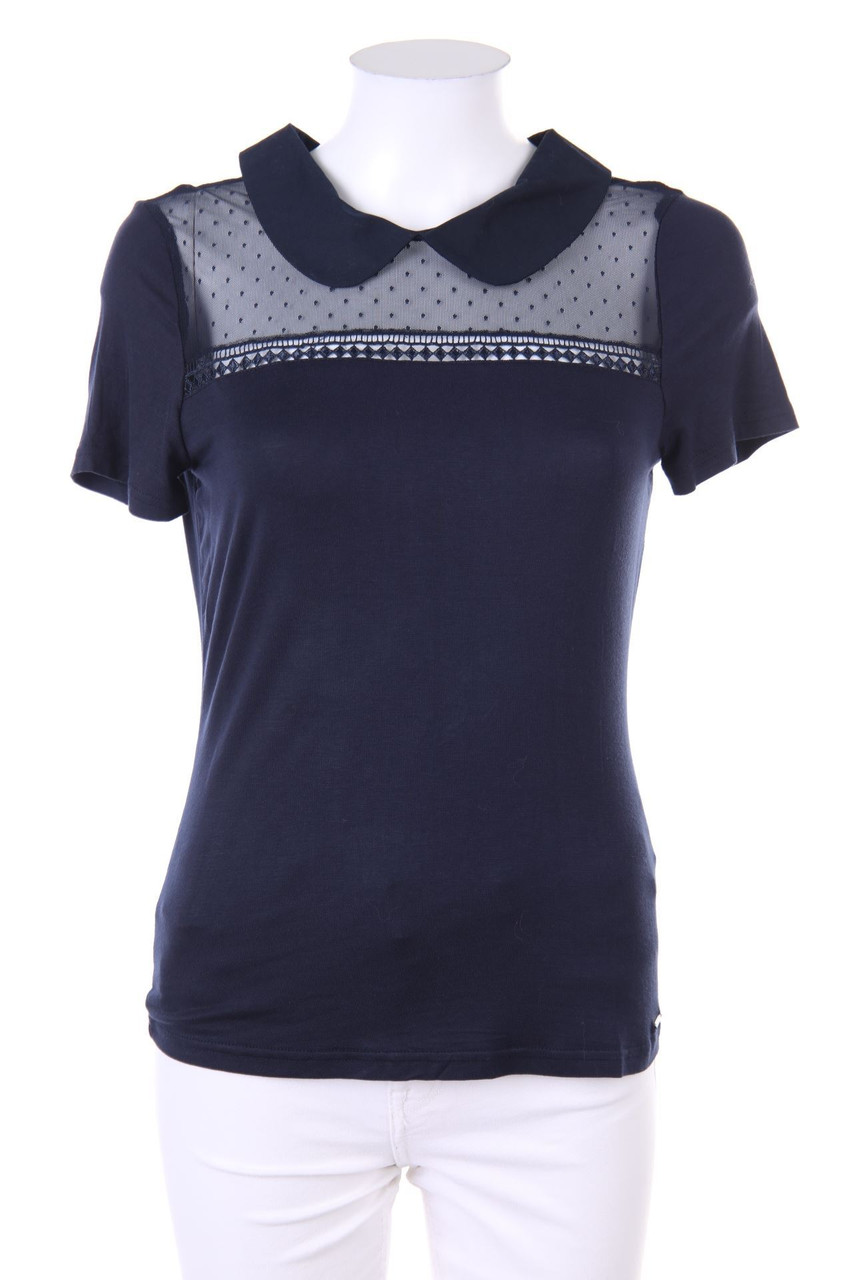 MORGAN - Kurzarm-Bluse mit Spitzen-Einsatz - M