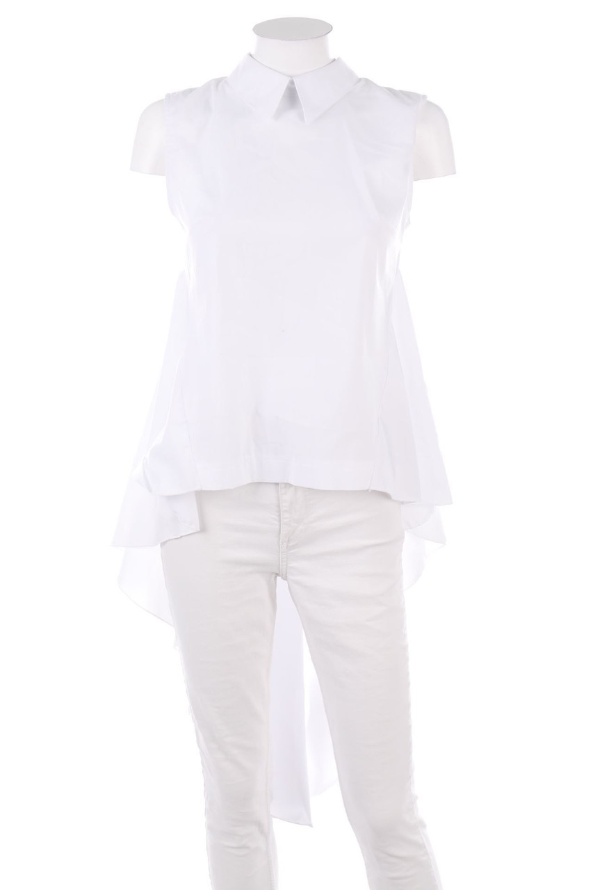 Ohne Label - Vokuhila-Blusentop mit Kragen - D 38